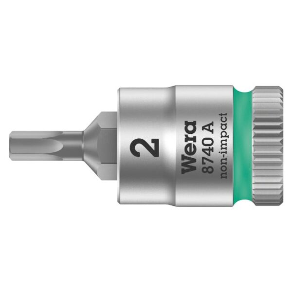 Wera 003330 8740 A Zyklop Bit Socket with 1/4" Drive with Holding Function, 2.0 x 28mm Wera 003330 8740 A Zyklop Bit Socket with 1/4" Drive with Holding Function, 2.0 x 28mm