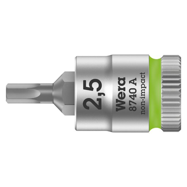 Wera 003331 8740 A Zyklop Bit Socket with 1/4" Drive with Holding Function, 2.5 x 28mm