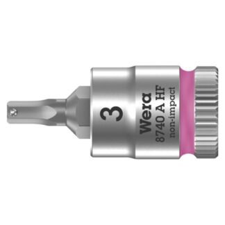 Wera 003332 8740 A Zyklop Bit Socket with 1/4" Drive with Holding Function, 3.0 x 28mm