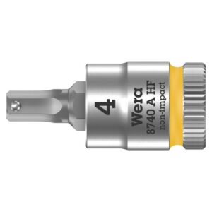 Wera 003333 8740 A Zyklop Bit Socket with 1/4" Drive with Holding Function, 4.0 x 28mm