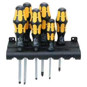 Wera 018287 932/918/6 Kraftform Plus Slotted/PoziDriv Screwdriver Set and Rack