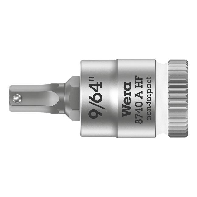 Wera 003384 8740 A HF Zyklop Hex-Plus Bit Socket 1/4" Drive with Holding Function, 9/64"