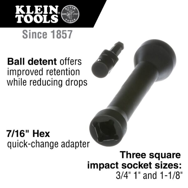 Klein NRHD 3-in-1 Impact Socket 3/4'', 1'', 1-1/8''