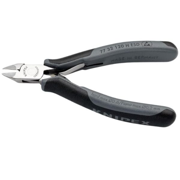 Knipex 7732120HESD 4-3/4" (120mm) Electronics Diagonal Cutters with Carbide Cutting Edges - ESD Knipex 7732120HESD 4-3/4" (120mm) Electronics Diagonal Cutters with Carbide Cutting Edges - ESD
