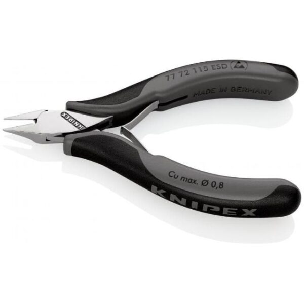 Knipex 7772115ESD 4-1/2" (115mm) Electronics Diagonal Cutters with Pointed Mini-Head - ESD Knipex 7772115ESD 4-1/2" (115mm) Electronics Diagonal Cutters with Pointed Mini-Head - ESD