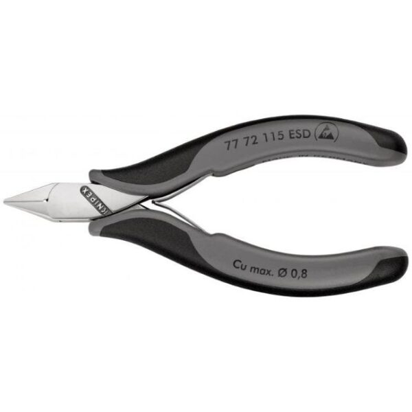 Knipex 7772115ESD 4-1/2" (115mm) Electronics Diagonal Cutters with Pointed Mini-Head - ESD Knipex 7772115ESD 4-1/2" (115mm) Electronics Diagonal Cutters with Pointed Mini-Head - ESD