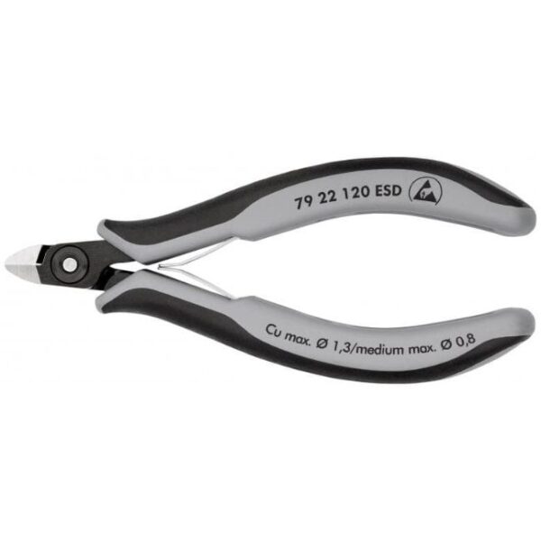 Knipex 7922120ESD 4-3/4" (120mm) Mini-Head Precision Electronics Side Cutter - ESD Knipex 7922120ESD 4-3/4" (120mm) Mini-Head Precision Electronics Side Cutter - ESD