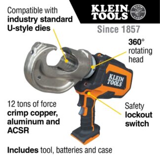 Klein BAT20-12T1651 20V 12 Ton Cable Crimper Kit
