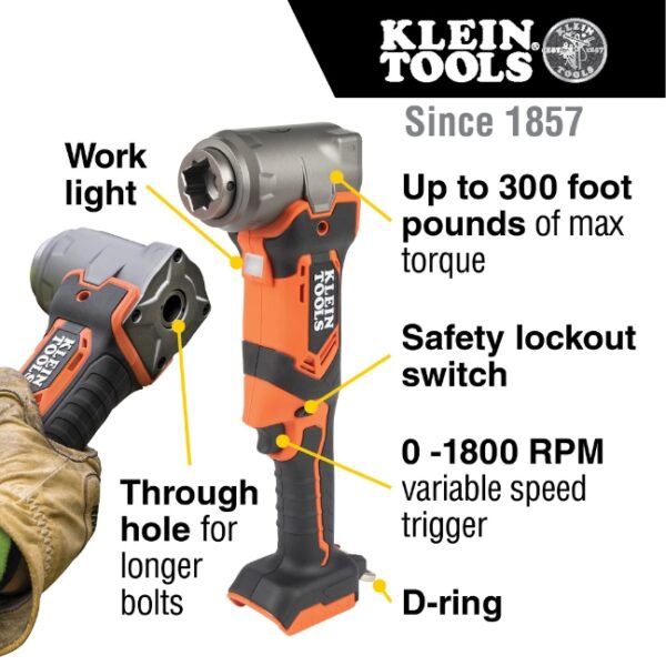 Klein BAT20LW1 20V 90° Impact Wrench 4.0AH Kit