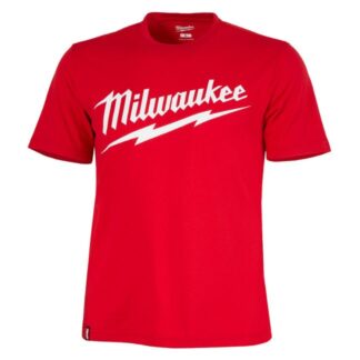 Milwaukee 607R Large Logo Short Sleeve Heavy Duty T-Shirt-Red