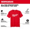 Milwaukee 607R Large Logo Short Sleeve Heavy Duty T-Shirt-Red