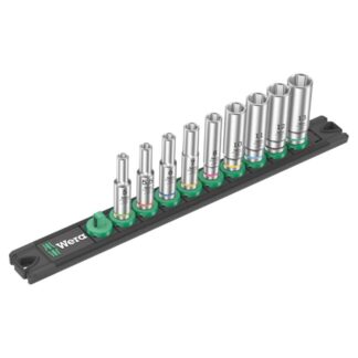 Wera 005410 A 1 1/4" Drive Deep Socket Set with Magnetic Holder 9-Piece
