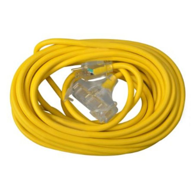 Extension Cord 50' 12/3 Triple-Yellow
