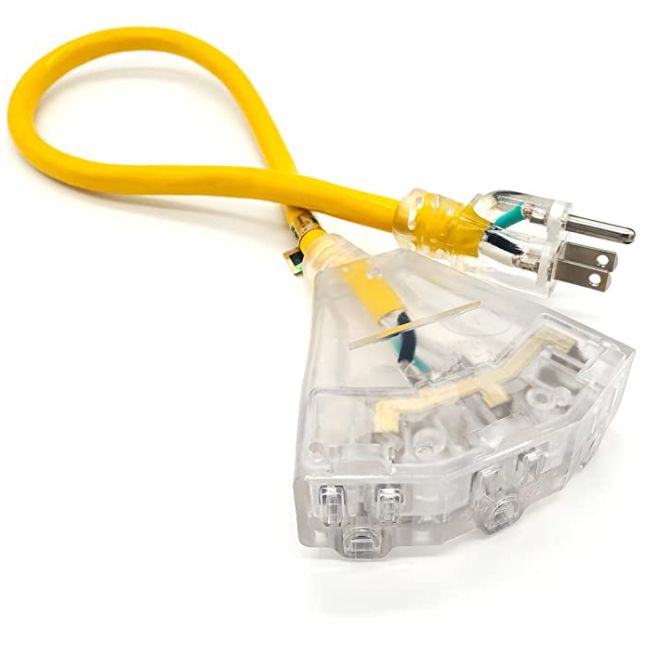 Extension Cord 2' 12/3 Triple-Yellow