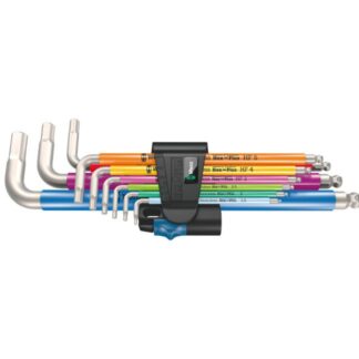 Wera 022699 3950/9 Hex-Plus Multicolour HF Metric Stainless Steel L-key Set with Holding Function 9-Piece