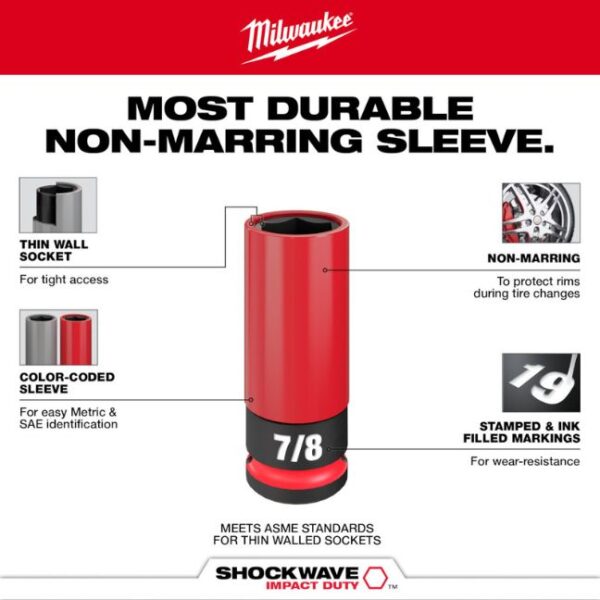 Milwaukee 49-66-7813 SHOCKWAVE IMPACT DUTY 1/2" Drive 15/16" SAE Lug Nut Wheel Socket