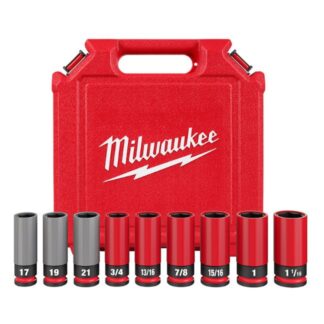 Milwaukee 49-66-7832 SHOCKWAVE IMPACT DUTY 1/2" Drive SAE and Metric Lug Nut Wheel Socket Set​ 9-Piece