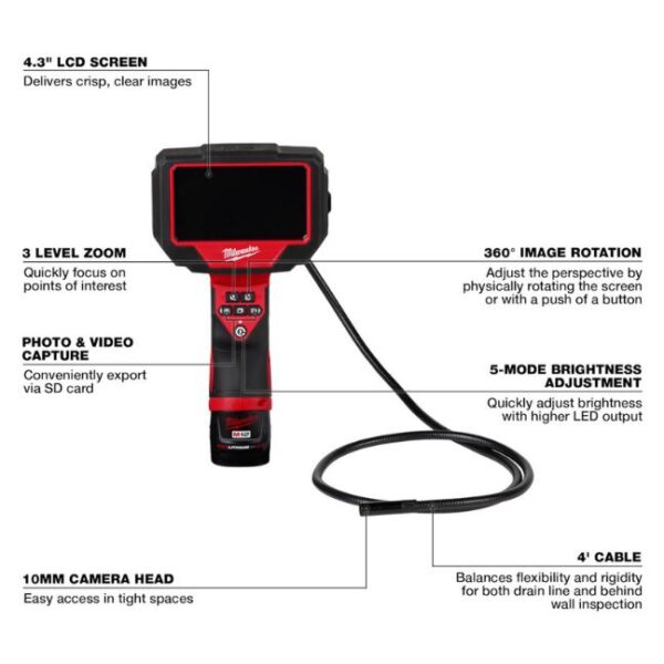 Milwaukee 2323-21 M12 M-SPECTOR 360° 4ft Inspection Camera Kit