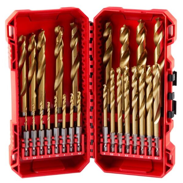 Milwaukee 48-89-4861 SHOCKWAVE IMPACT DUTY RED HELIX Titanium Metric Drill Bit Set 25-Piece Milwaukee 48-89-4861 SHOCKWAVE IMPACT DUTY RED HELIX Titanium Metric Drill Bit Set 25-Piece