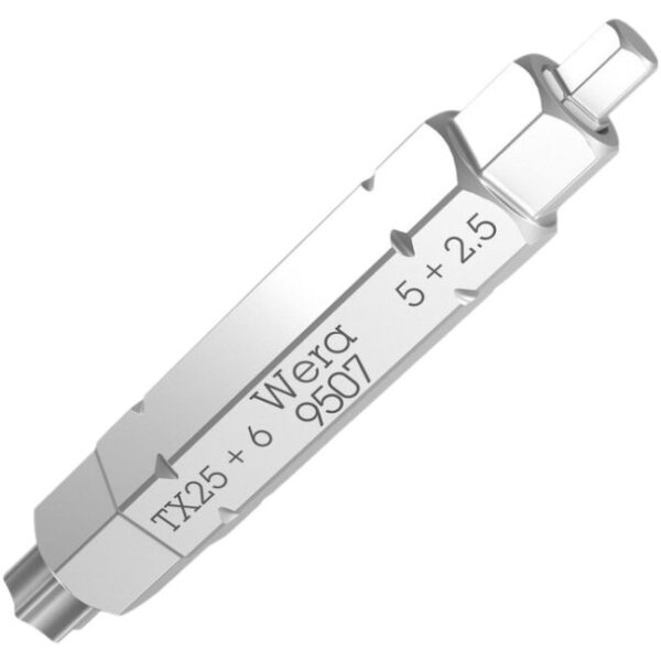 Wera 073202 9507 Hex and Torx 4-in-1 Bit 2, 2.5/5.0/6.0/T25 x 37mm
