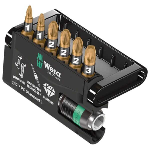 Wera 057412 BIT-CHECK 7 Diamond 1 Pozidriv Insert Bit Set Wera 057412 BIT-CHECK 7 Diamond 1 Pozidriv Insert Bit Set