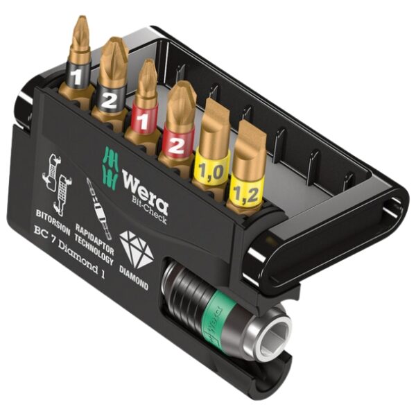 Wera 057416 BIT-CHECK 7 Diamond 1 PH/PZ/SL Assorted Insert Bit Set Wera 057416 BIT-CHECK 7 Diamond 1 PH/PZ/SL Assorted Insert Bit Set