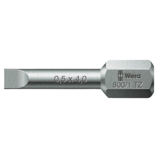Wera 056203 800/1 TZ Slotted Sheet Metal Torsion Bit 0.5 x 4.0 x 25mm 10-Pack