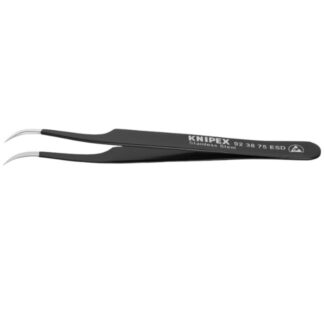 Knipex 923875ESD 4-3/4" Stainless Steel Gripping Tweezers - ESD 35 Degree Angled Needle Point Tips