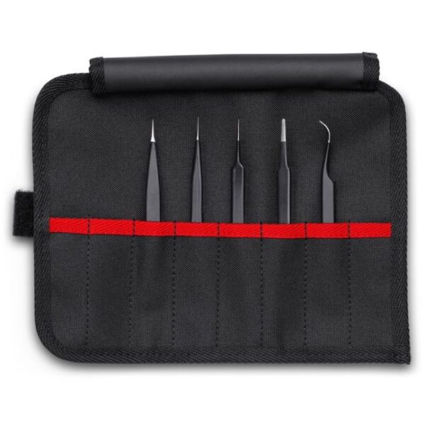 Knipex 920001ESD Stainless Steel Tweezers - ESD Set in Tool Roll 5-Pieces Knipex 920001ESD Stainless Steel Tweezers - ESD Set in Tool Roll 5-Pieces