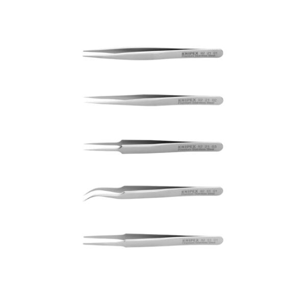 Knipex 920002 Premium Stainless Steel Tweezer Set in a Tool Roll 5-Piece