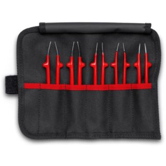 Knipex 920004 Stainless Steel Tweezer - VDE Insulated Set in Tool Roll 5-Pieces