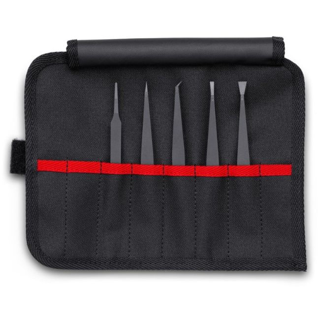 Knipex 920005ESD Plastic Tweezers - ESD Set in Tool Roll 5-Piece
