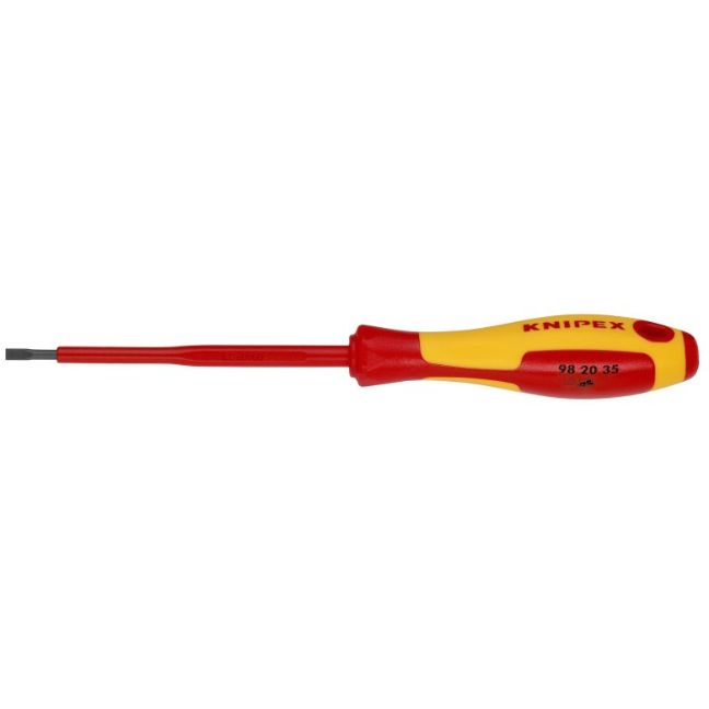 Knipex 982035 4" VDE Insulated Slotted Screwdriver - 1/8" Tip
