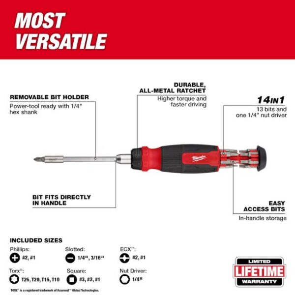 Milwaukee 48-22-2905 14-in-1 Ratcheting Multi-Bit and 8-in-1 Ratcheting Compact Multi-bit Screwdriver Set