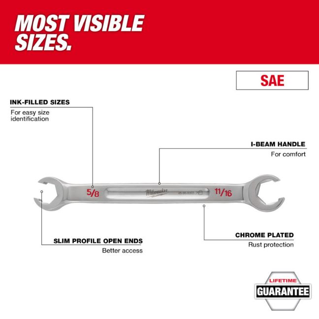 thumbnail image 2 of SEIWEI Ratchet Open End Flare Nut Wrench Double Open End Wrench For 2 of 12
