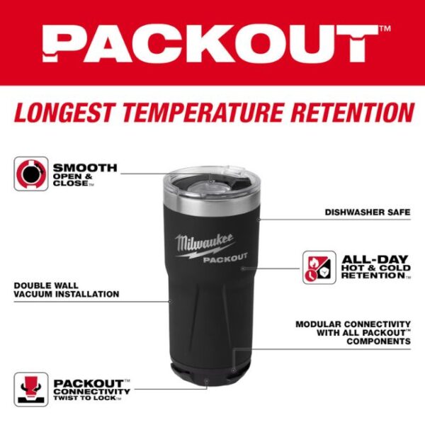 Milwaukee 48-22-8392B PACKOUT 20oz Tumbler-Black