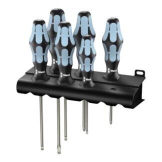 Wera 032063 3334/3350/3355/6 Slotted/Phillips/Pozidriv Stainless Steel Screwdriver Set and Rack