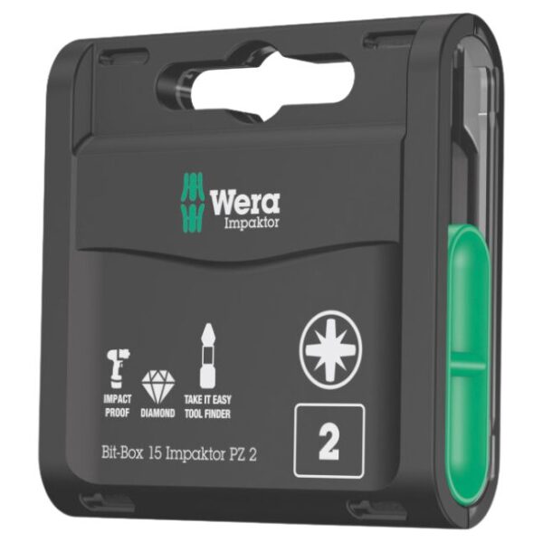 Wera 057763 855/1 BIT-BOX 15 Bitorsion TAKE-IT-EASY IMPAKTOR Pozidriv Bits Assortment Wera 057763 855/1 BIT-BOX 15 Bitorsion TAKE-IT-EASY IMPAKTOR Pozidriv Bits Assortment