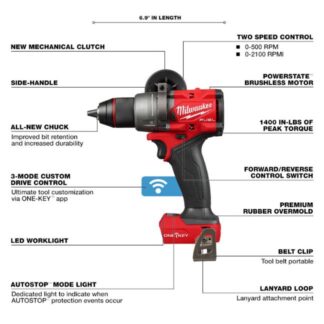 Milwaukee 2905-20 M18 FUEL 1/2" Hammer Drill/Driver with ONE-KEY-Tool Only