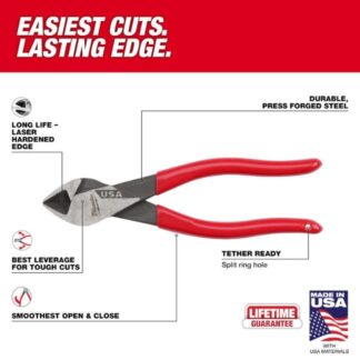 Milwaukee MT507 USA Made 7" Diagonal Dipped Grip Cutting Pliers