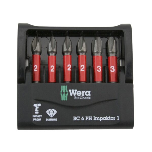 Wera 057691 BC 6 PH MINI-CHECK IMPAKTOR 1 Phillips Power Bit Set Wera 057691 BC 6 PH MINI-CHECK IMPAKTOR 1 Phillips Power Bit Set