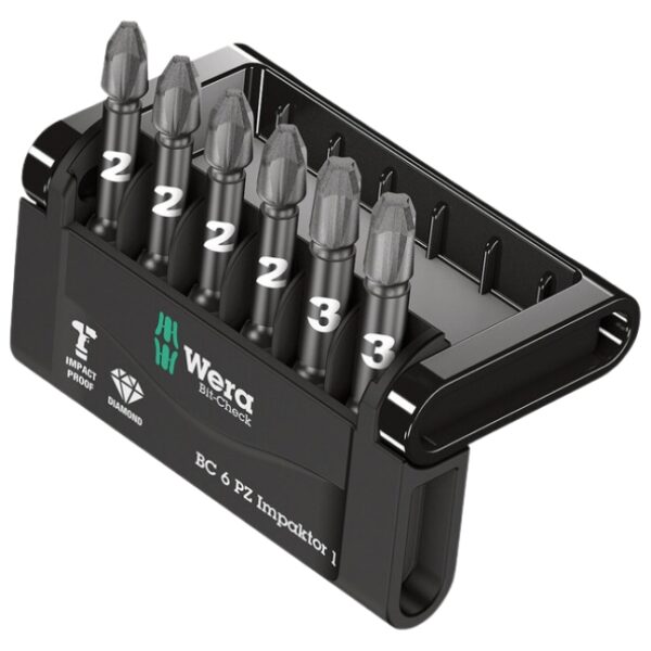 Wera 057692 BC 6 PZ MINI-CHECK IMPAKTOR 1 Phillips Power Bit Set Wera 057692 BC 6 PZ MINI-CHECK IMPAKTOR 1 Phillips Power Bit Set