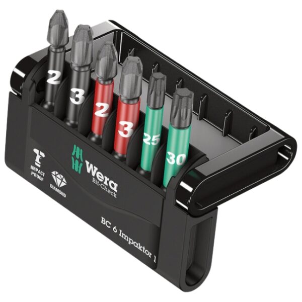 Wera 057695 BC 6 BIT-CHECK 6 IMPAKTOR 1 PH/PZ/TX Power Bit Set Wera 057695 BC 6 BIT-CHECK 6 IMPAKTOR 1 PH/PZ/TX Power Bit Set