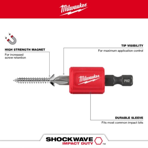 Milwaukee 48-32-4550 SHOCKWAVE Impact Duty Magnetic Attachment and PH2 x 2" Bit Set 3-Piece