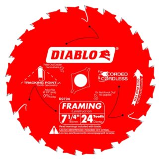 Diablo D0724W 7-1/4" x 24T Tooth Wormdrive Framing Saw Blade