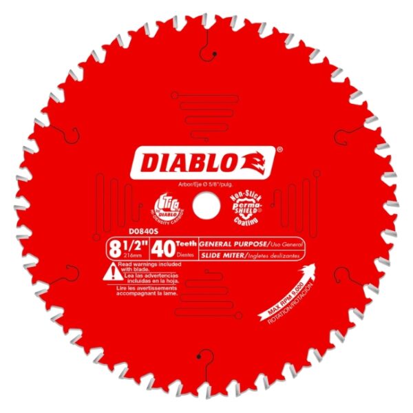 Diablo D0840S 8-1/2" x 40T General Purpose Slide Mitre Saw Blade