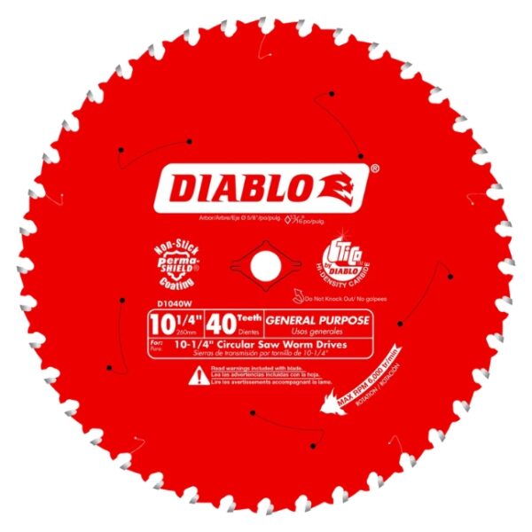 Diablo D1040W 10-1/4" x 40T General Purpose Beam Saw Blade Diablo D1040W 10-1/4" x 40T General Purpose Beam Saw Blade