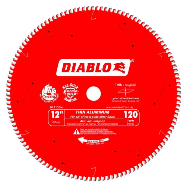 Diablo D12120N 12" X 120T Thin Aluminum Cutting Saw Blade