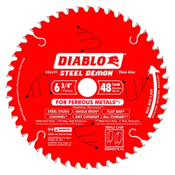 Diablo D0649F 6-3/4" X 48T STEEL DEMON Carbide-Tipped Saw Blade for Metal