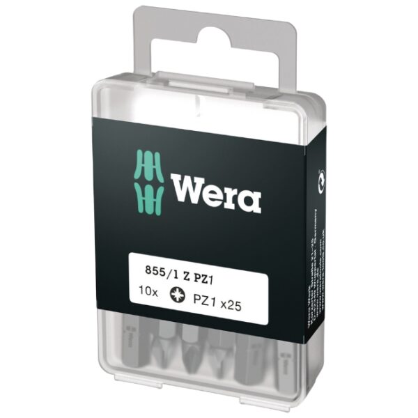 Wera 072403 855/1 Z DIY 1/4" Drive Pozidriv Insert Bit PZ1 x 25mm 10-Pack